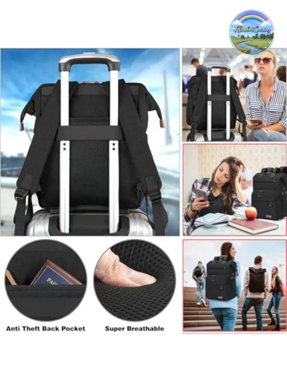 Knitting Bag Backpack Yarn Storage Organizer with USB Port, Tote for Needles &